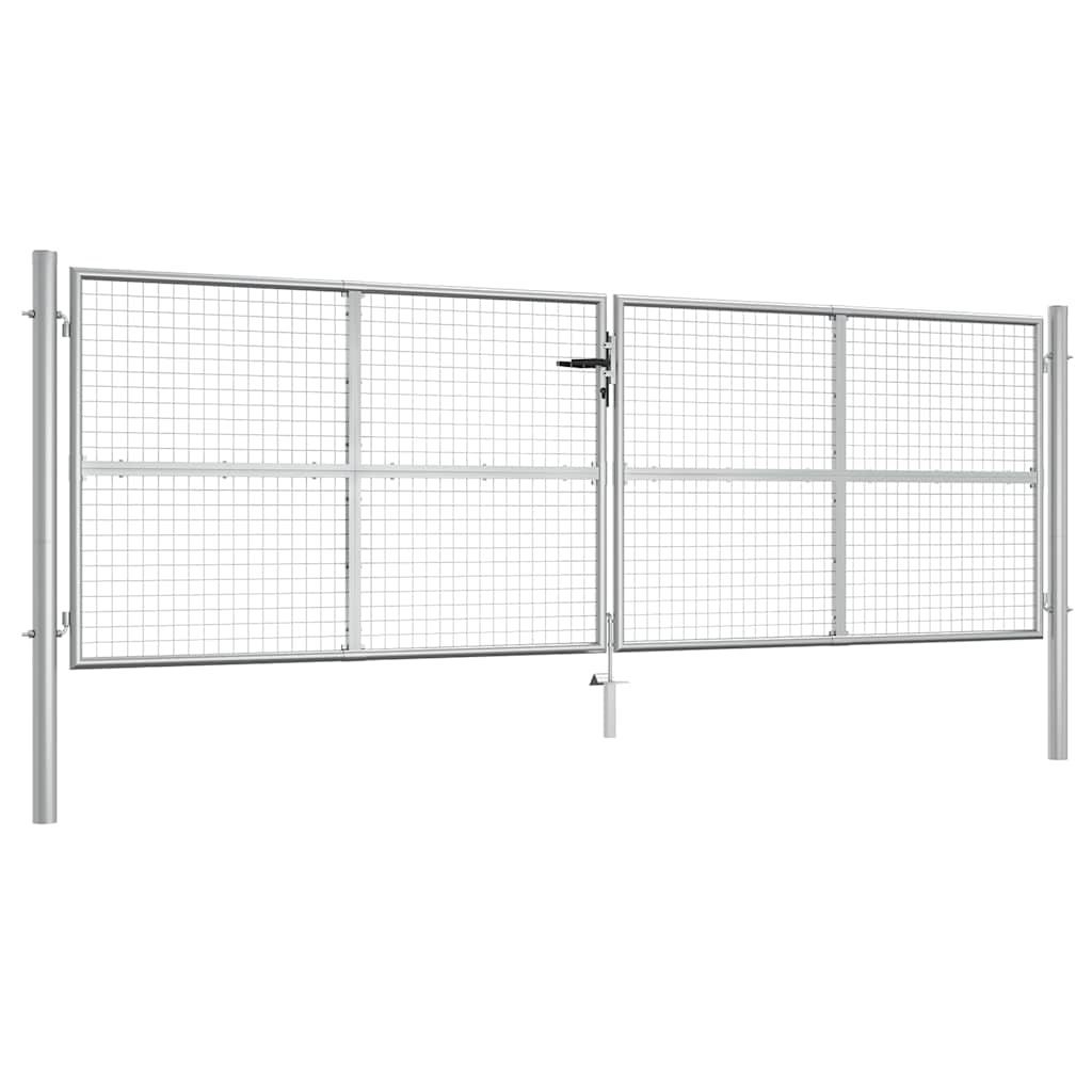 Gartentor verzinkter Stahl 400 x 125 cm Silber