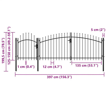 Gartentor Woerden Stahl 1,5 x 4 m Schwarz