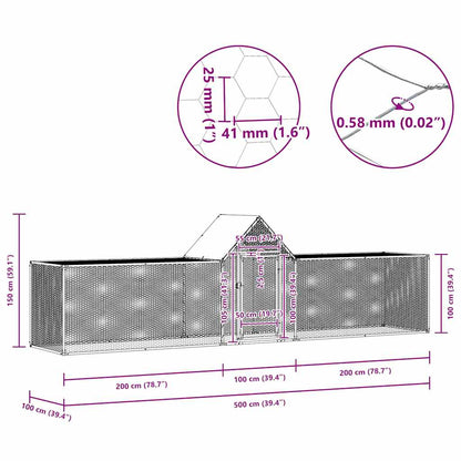 Hühnerstall 5x1x1,5 m Verzinkter Stahl