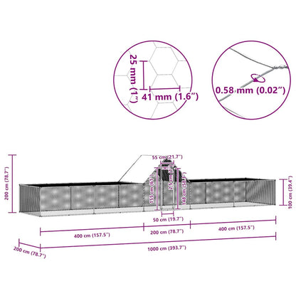 Hühnerstall 10x2x2 m Verzinkter Stahl