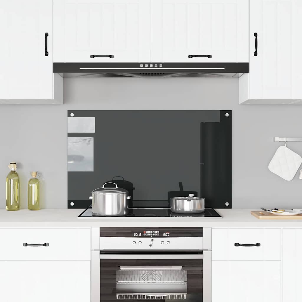 Küchenrückwand Schwarz 100x60 cm Hartglas