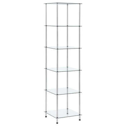 Regal mit 6 Ablagen Transparent 40x40x160 cm Hartglas