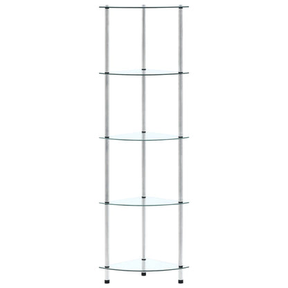Regal mit 5 Ablagen Transparent 30x30x130 cm Hartglas