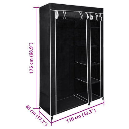Faltbarer Stoffschrank Schwarz 110 x 45 x 175 cm