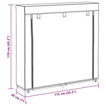 Stoff Schuhschrank mit Abdeckung 115 x 28 x 110 cm Schwarz