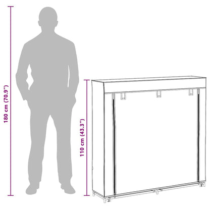 Stoff Schuhschrank mit Abdeckung 115 x 28 x 110 cm Schwarz