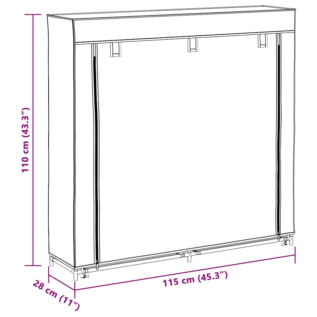 Stoff Schuhschrank mit Abdeckung 115 x 28 x 110 cm Braun