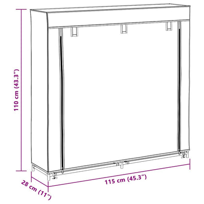 Stoff Schuhschrank mit Abdeckung 115 x 28 x 110 cm Braun