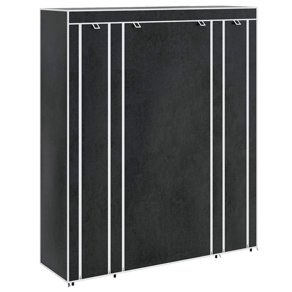 Stoffschrank mit Fächern Kleiderstangen 45×150×176 cm Schwarz