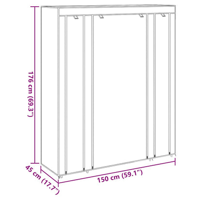 Stoffschrank mit Fächern Kleiderstangen 45×150×176 cm Schwarz