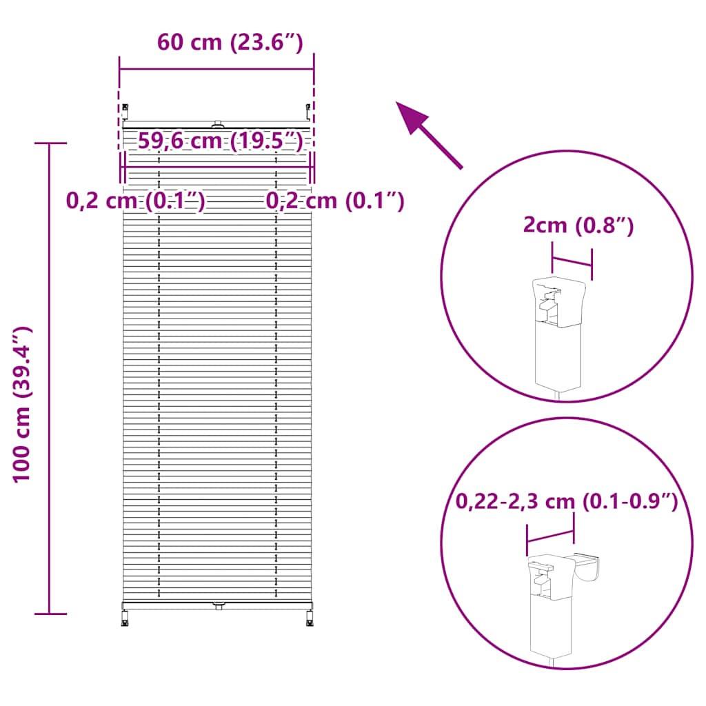 Verdunklungsplissee 60×100 cm Weiß