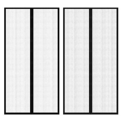 Fliegengitter-Türvorhang 2 Stk. Magnet Schwarz 210x100 cm