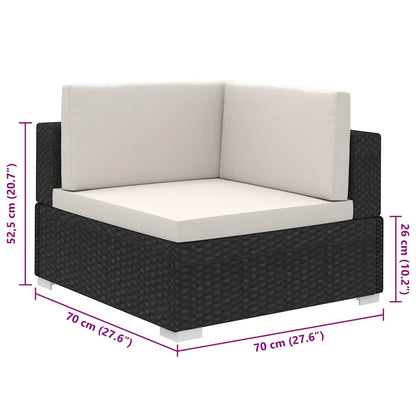 8-tlg. Garten-Lounge-Set mit Auflagen Poly Rattan Schwarz