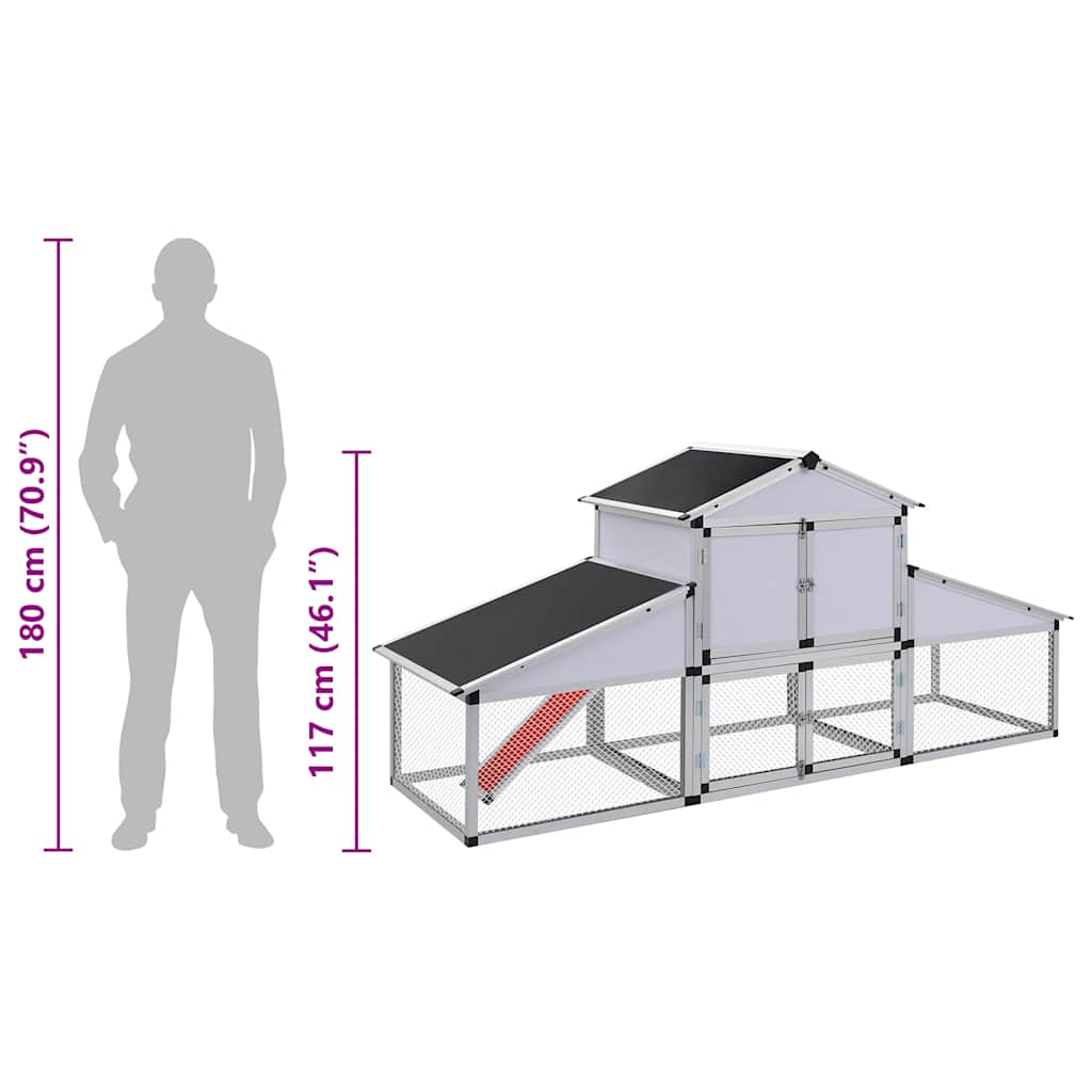 Hühnerstall mit Freilaufgehege und Nistkasten Aluminium