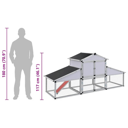 Hühnerstall mit Freilaufgehege und Nistkasten Aluminium