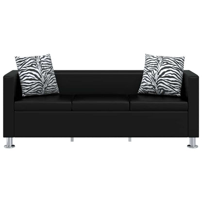Sofa-Set Kunstleder 3-Sitzer und 2-Sitzer Schwarz