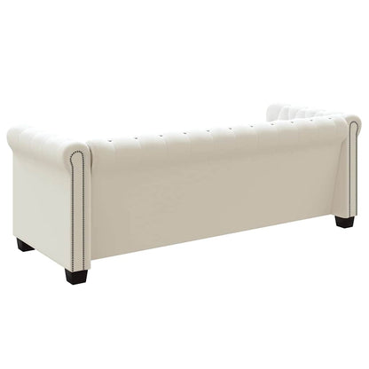 Chesterfield-Sofas 2-Sitzer und 3-Sitzer Kunstleder Weiß