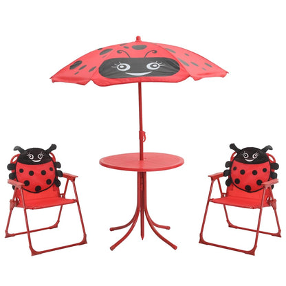 3-tlg. Garten-Bistro-Set für Kinder mit Sonnenschirm Rot