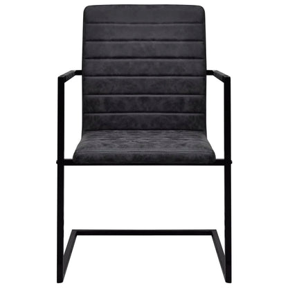 Freischwinger 6 Stk. Schwarz Kunstleder