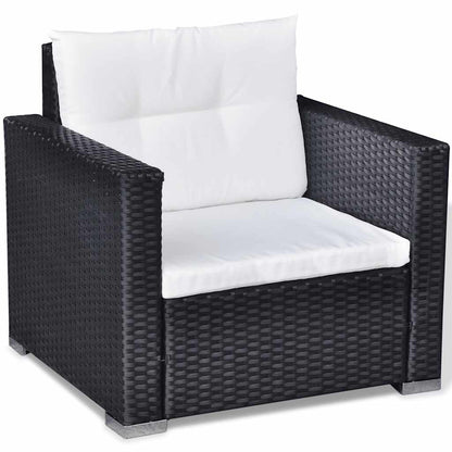 6-tlg. Garten-Lounge-Set mit Auflagen Poly Rattan Schwarz