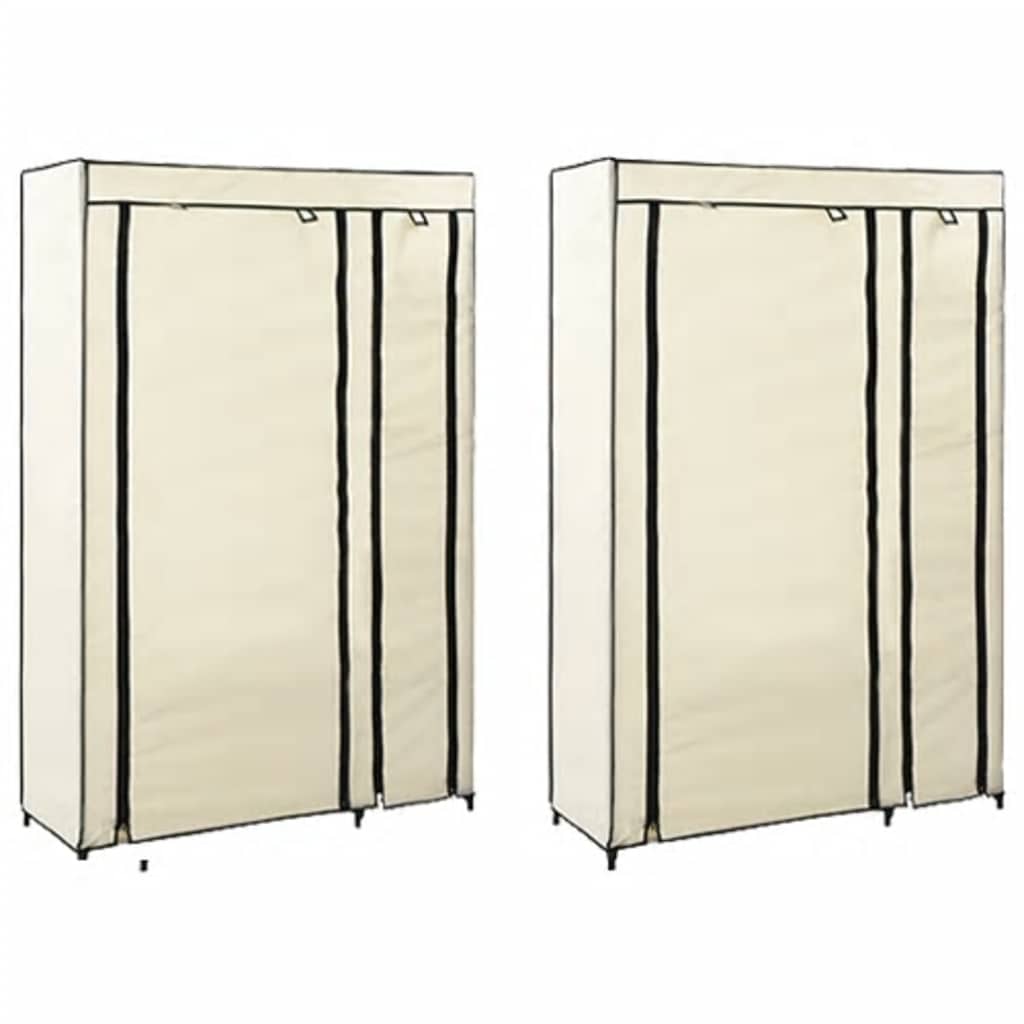 Faltschränke 2 Stk. Creme 110x45x175 cm Stoff
