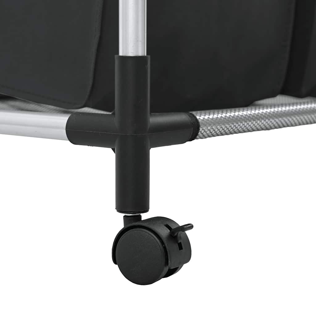 Wäschekorb mit 3 Taschen Schwarz Stahl