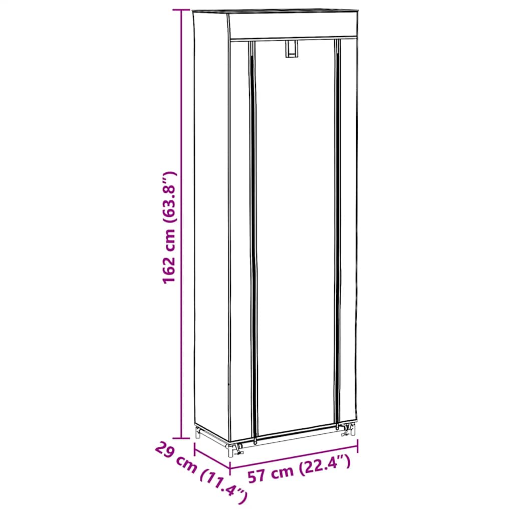 Schuhschrank mit Abdeckung Grau 57 x 29 x 162 cm Stoff