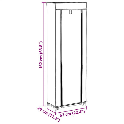 Schuhschrank mit Abdeckung Grau 57 x 29 x 162 cm Stoff