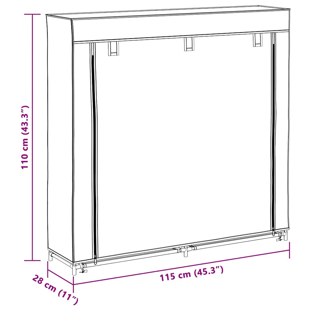 Schuhschrank mit Abdeckung Cremeweiß 115 x 28 x 110 cm Stoff
