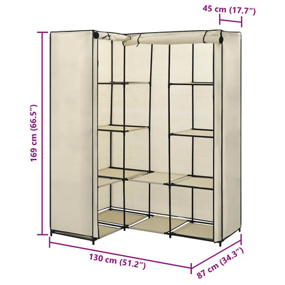 Eckkleiderschrank Creme 130 x 87 x 169 cm