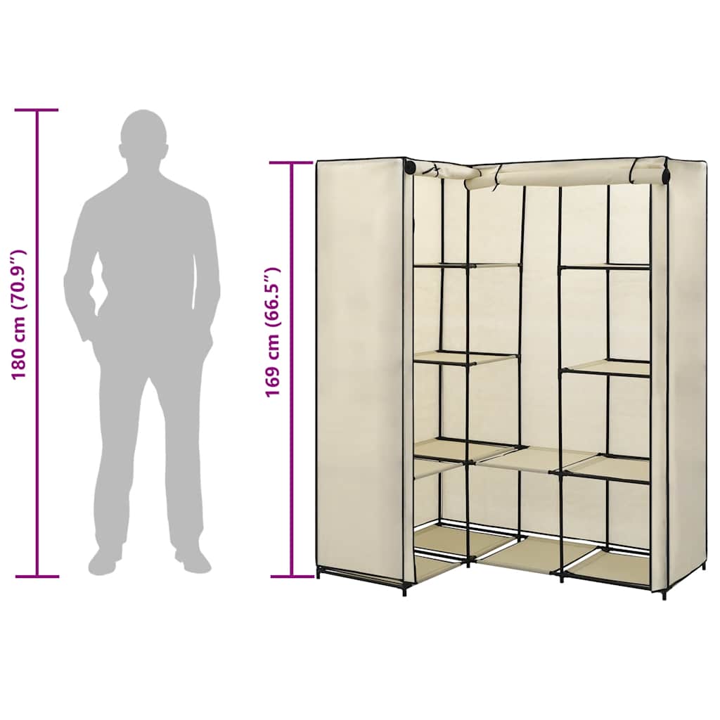 Eckkleiderschrank Creme 130 x 87 x 169 cm