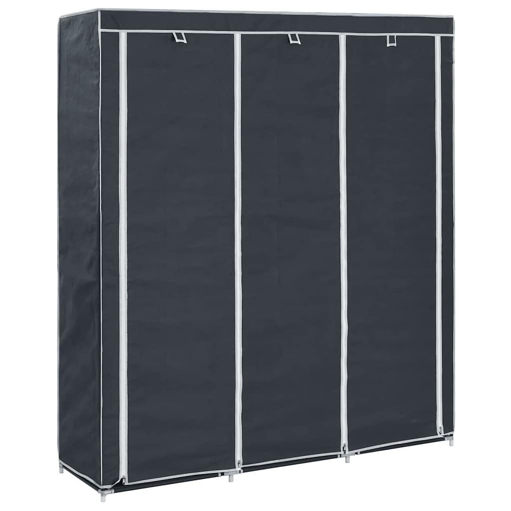 Kleiderschrank mit Fächern Stangen Schwarz 150x45x175cm Stoff