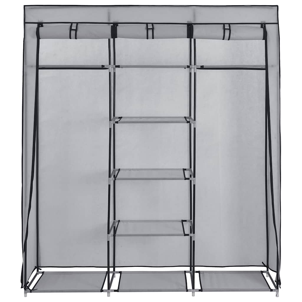 Kleiderschrank mit Fächern und Stangen Grau 150x45x175cm Stoff