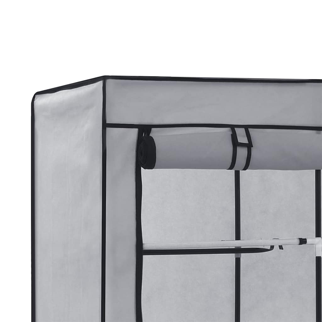 Kleiderschrank mit Fächern und Stangen Grau 150x45x175cm Stoff