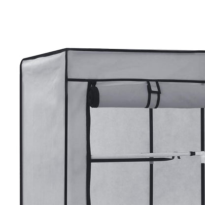 Kleiderschrank mit Fächern und Stangen Grau 150x45x175cm Stoff