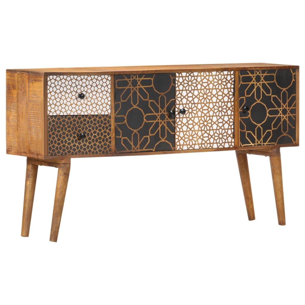Sideboard mit Druckmustern 130x30x70 cm Massivholz Mango