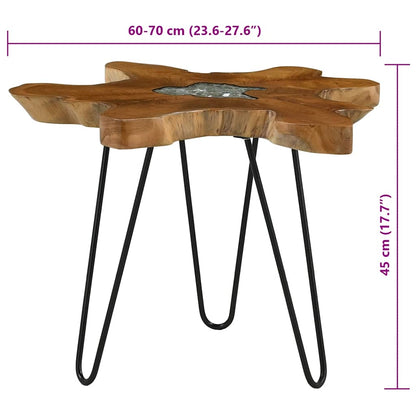 Couchtisch 70 x 45 cm Massivholz Teak und Polyresin