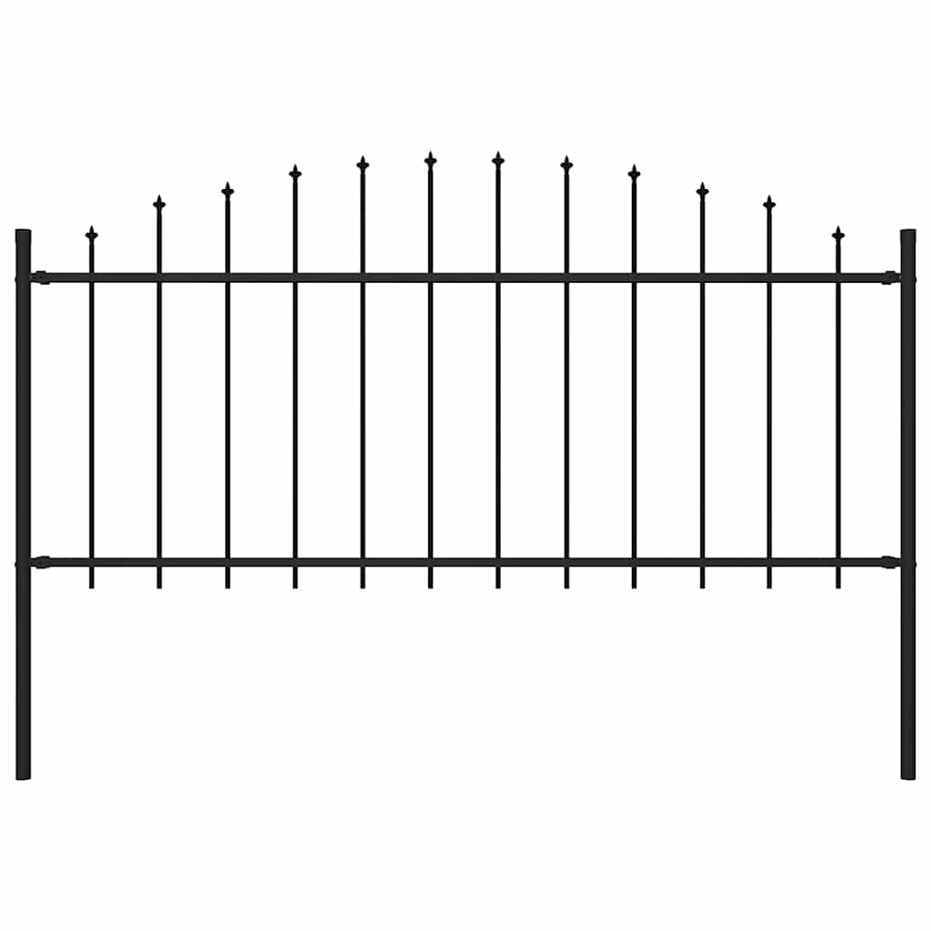 Gartenzaun mit Speerspitzen Stahl (0,5 - 0,75) x 1,7 m Schwarz