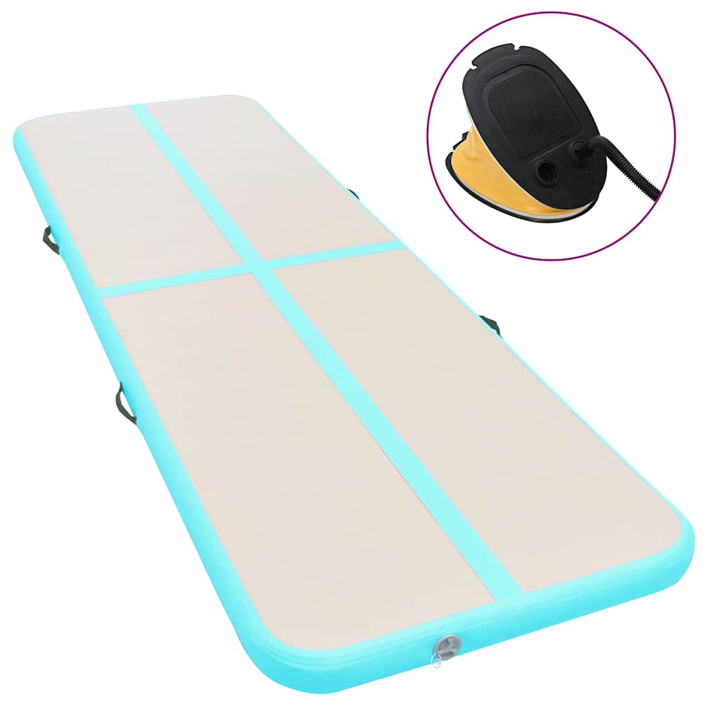 Aufblasbare Gymnastikmatte mit Pumpe 300x100x10 cm PVC Grün