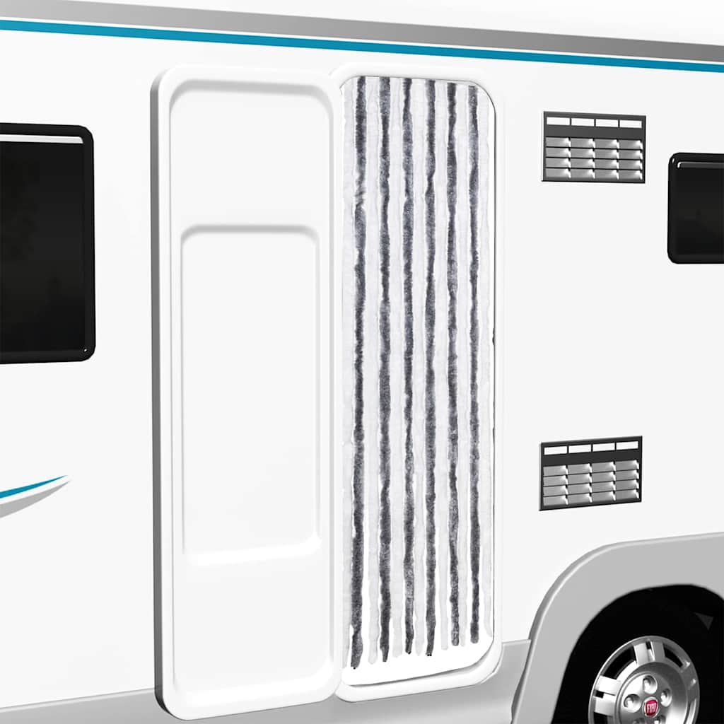 Insektenschutz-Vorhang Grau und Weiß 56x185 cm Chenille