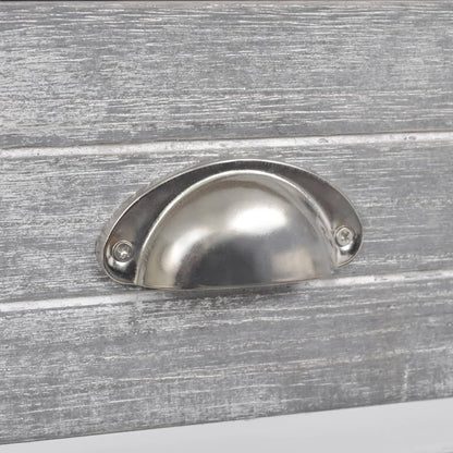 Nachttisch Grau und Weiß 38x28x45 cm Paulownia-Holz