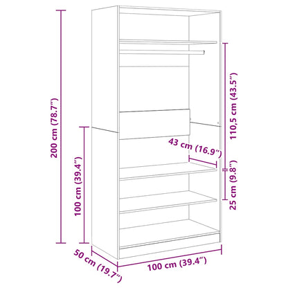 Kleiderschrank Weiß 100×50×200 cm Holzwerkstoff