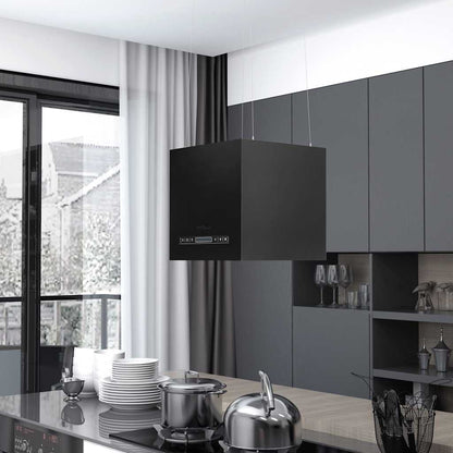 Hängende Inselhaube Touch-Sensor LCD 37 cm Beschichteter Stahl