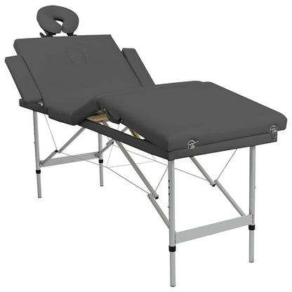 Massagetisch mit 4 Zonen Aluminiumrahmen Anthrazit 186×68 cm