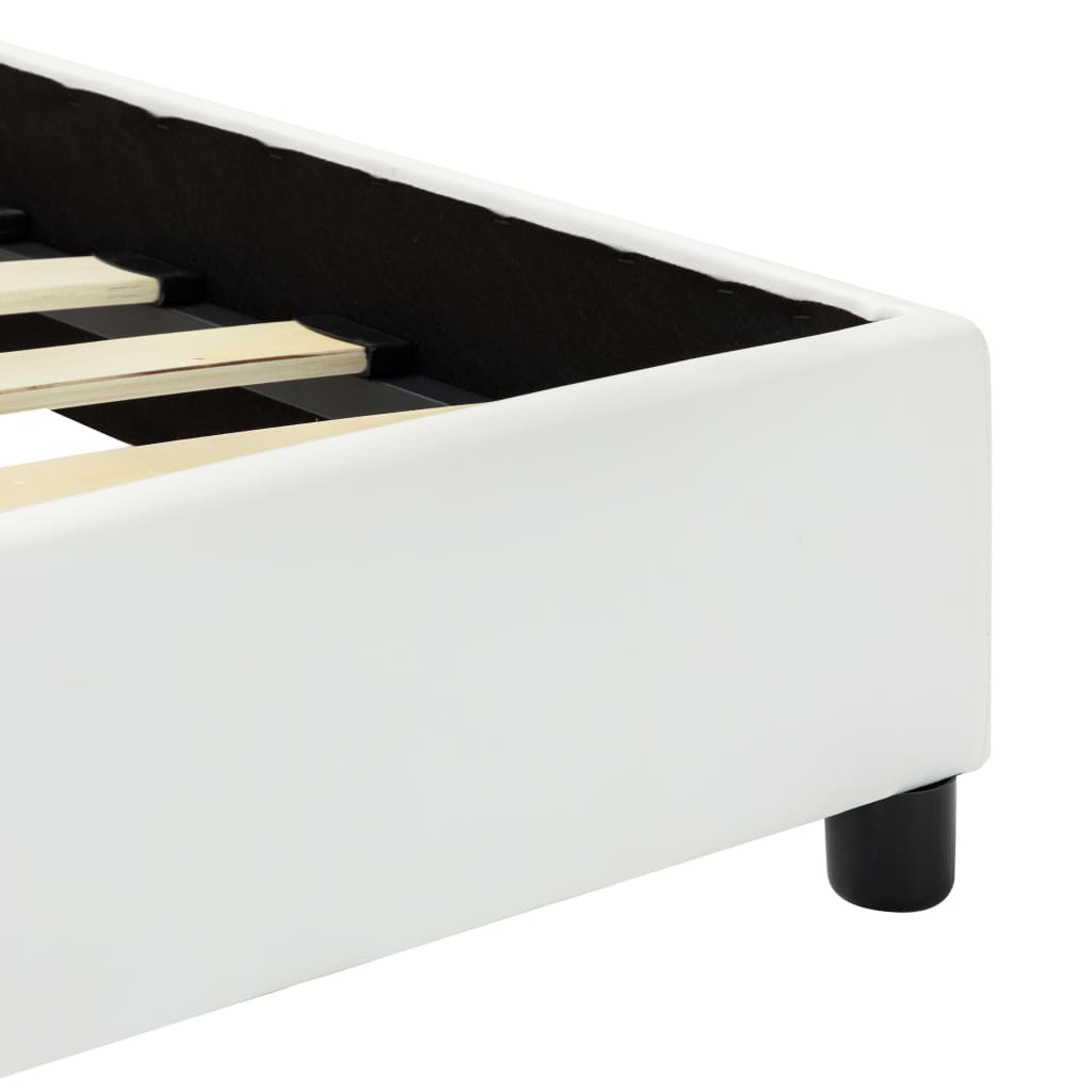 Bettgestell Weiß Kunstleder 90 x 200 cm