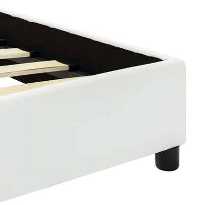 Bettgestell Weiß Kunstleder 90 x 200 cm