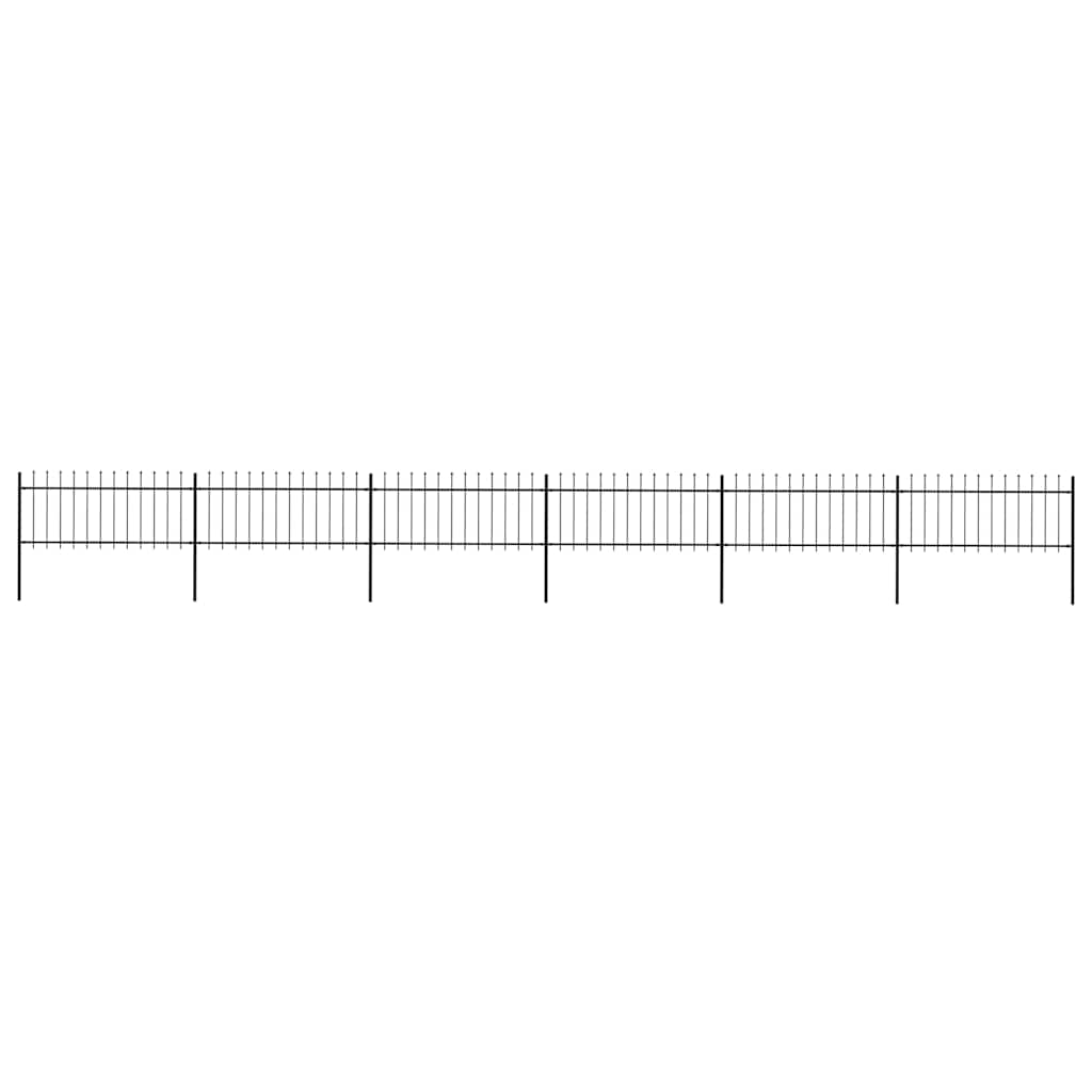 Gartenzaun mit Speerspitze Stahl 1070 x 80 cm Schwarz