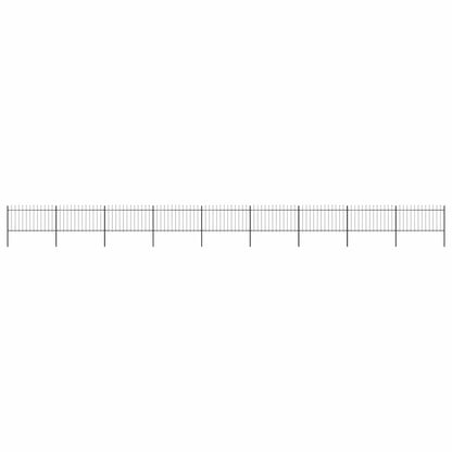 Gartenzaun mit Speerspitze Stahl 1603,5 x 100 cm Schwarz