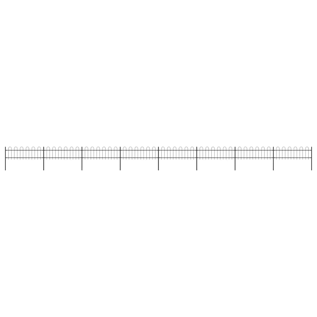 Gartenzaun mit Bögen Stahl 1426 x 60 cm Schwarz