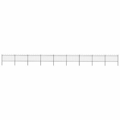 Gartenzaun mit Rundbogen Stahl 1603,5 x 100 cm Schwarz